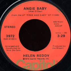 Helen Reddy Angie Baby / I Think I'll Write A Song Vinyl 7" USED