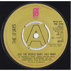 The O'Jays Give The People What They Want USED VINYL 7INCH PROMO