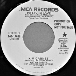 Kim Carnes Crazy In Love USED VINYL 7INCH 45 RPM PROMO STEREO