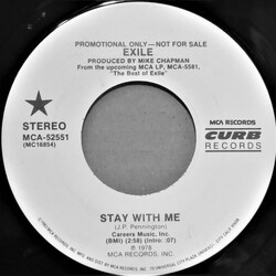 Exile (7) Stay With Me USED VINYL 7INCH 45 RPM PROMO STEREO