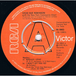 Vicki Sue Robinson / The New York Community Choir Medley: Should I Stay / I Won't Let You Go USED VINYL 7INCH 45 RPM SINGLE PROMO