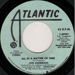 Jon Anderson All In A Matter Of Time USED VINYL 7INCH 45 RPM PROMO STYRENE STEREO