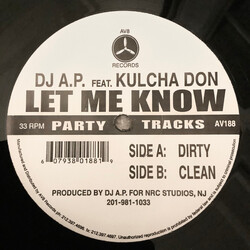 DJ A.P. / Kulcha Don Let Me Know USED VINYL 12INCH 33 S RPM