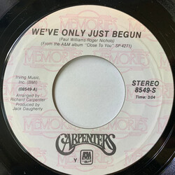 Carpenters We've Only Just Begun / For All We Know USED VINYL 7INCH 45 RPM REISSUE STYRENE STEREO