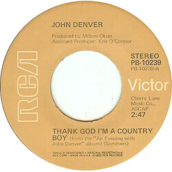 John Denver Thank God I'm A Country Boy VINYL 7" USED