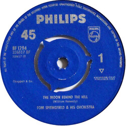 The Tom Springfield Orchestra The Moon Behind The Hill USED VINYL 7INCH 45 RPM SINGLE