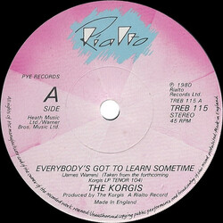 The Korgis Everybody's Got To Learn Sometime USED VINYL 7INCH 45 RPM SINGLE