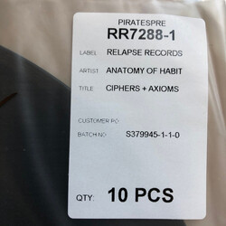 Anatomy Of Habit Ciphers + Axioms Vinyl LP USED