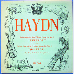 Joseph Haydn / The Galimir Quartet String Quartet In C Major, Op. 76, No. 3 (“Emperor”); String Quartet In D Minor, Op. 76, No. 2 (“Quinten”) Vinyl LP