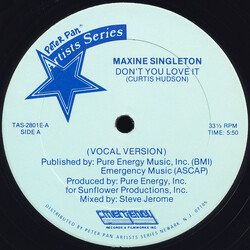 Maxine Singleton Don't You Love It USED VINYL 12INCH 33 S RPM
