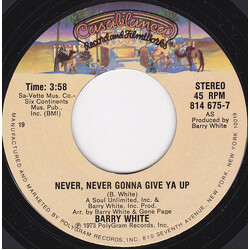 Barry White Never, Never Gonna Give Ya Up / Honey Please, Can't Ya See USED VINYL 7INCH 45 RPM SINGLE REISSUE STYRENE STEREO
