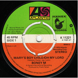 Boney M. Mary's Boy Child/Oh My Lord USED VINYL 7INCH 45 RPM SINGLE