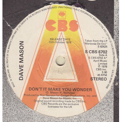 Dave Mason Don't It Make You Wonder USED VINYL 7INCH 45 RPM PROMO