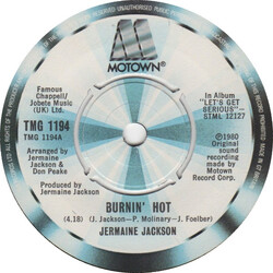 Jermaine Jackson Burnin' Hot VINYL 7" USED