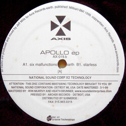 Jeff Mills Apollo EP USED VINYL 12INCH 33 S RPM EP SPECIAL CUT