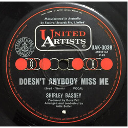Shirley Bassey Does Anybody Miss Me USED VINYL 7INCH 45 RPM SINGLE