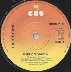 Gary's Gang Keep On Dancin' USED VINYL 7INCH 45 RPM SINGLE STEREO