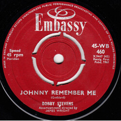 Bobby Stevens Johnny Remember Me / Time USED VINYL 7INCH 45 RPM SINGLE