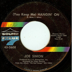 Joe Simon (You Keep Me) Hangin' On / Long Hot Summer USED VINYL 7INCH 45 RPM