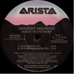 Whitney Houston Queen Of The Night VINYL 12" USED