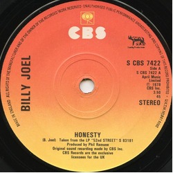 Billy Joel Honesty Vinyl 7" USED