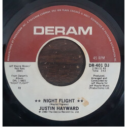 Justin Hayward Night Flight USED VINYL 7INCH 45 RPM SINGLE PROMO