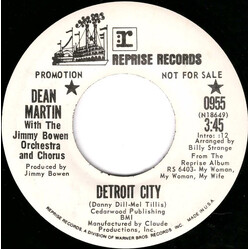 Dean Martin / Jimmy Bowen Orchestra & Chorus Detroit City / Turn The World Around USED VINYL 7INCH SINGLE PROMO