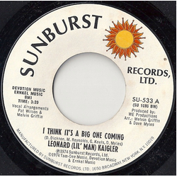 Leonard (Lil' Man) Kaigler I Think It's A Big One Coming Vinyl 7" USED