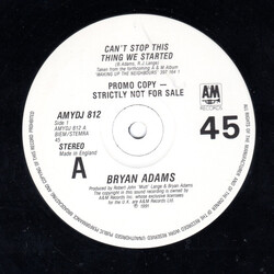 Bryan Adams Can't Stop This Thing We Started USED VINYL 12INCH 45 RPM PROMO