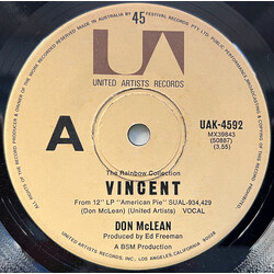 Don McLean Vincent USED VINYL 7INCH 45 RPM SINGLE