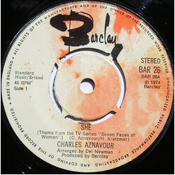 Charles Aznavour She USED VINYL 7INCH 45 RPM SINGLE STEREO