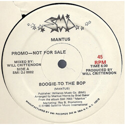 Mantus Boogie To The Bop / Slidin' To The Music USED VINYL 12INCH 45 RPM PROMO
