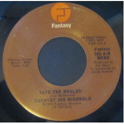 Country Joe McDonald Save The Whales! USED VINYL 7INCH 45 RPM PROMO STEREO MONO