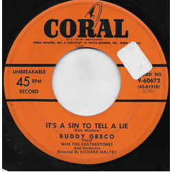 Buddy Greco It's A Sin To Tell A Lie / Never Leave Your Sugar USED VINYL 7INCH 45 RPM SINGLE