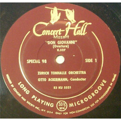 Wolfgang Amadeus Mozart / Tonhalle-Orchester Zürich / Otto Ackermann Don Giovanni (Overture) K. 527 USED VINYL 7INCH 33 S RPM