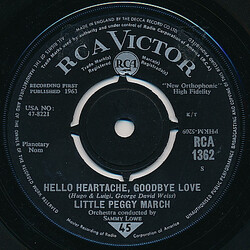 Peggy March Hello Heartache, Goodbye Love / Boy Crazy USED VINYL 7INCH 45 RPM