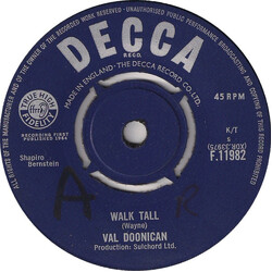 Val Doonican Walk Tall USED VINYL 7INCH 45 RPM SINGLE
