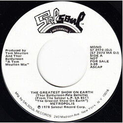 Metropolis (5) The Greatest Show On Earth USED VINYL 7INCH 45 RPM SINGLE PROMO STYRENE STEREO MONO