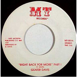 Geater Davis Right Back For More USED VINYL 7INCH 45 RPM