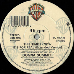 Donna Summer This Time I Know It's For Real (Extended Version) USED VINYL 12INCH 45 RPM SINGLE STEREO