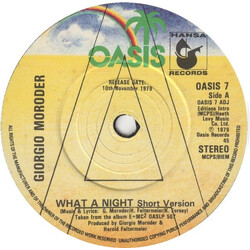 Giorgio Moroder What A Night / What A Night (Short Version) USED VINYL 7INCH 45 RPM SINGLE PROMO