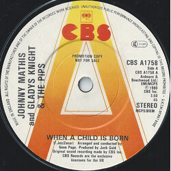 Johnny Mathis / Gladys Knight And The Pips When A Child Is Born USED VINYL 7INCH 45 RPM PROMO