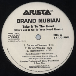 Brand Nubian Take It To The Head (Don't Let It Go To Your Head Remix) USED VINYL 12INCH PROMO
