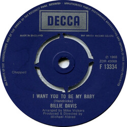 Billie Davis I Want You To Be My Baby / It's Over USED VINYL 7INCH 45 RPM SINGLE