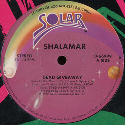 Shalamar Dead Giveaway USED VINYL 12INCH 33 S RPM