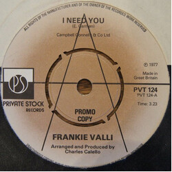 Frankie Valli I Need You USED VINYL 7INCH PROMO