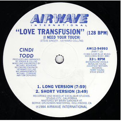 Cindi Todd Love Transfusion (I Need Your Touch) USED VINYL 12INCH 33 S RPM