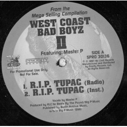 Master P R.I.P. Tupac USED VINYL 12INCH 33 S RPM SINGLE PROMO