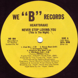 Heartbrake Never Stop Loving You (This Is The Night) VINYL 12" USED