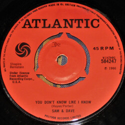 Sam & Dave You Don't Know Like I Know / Hold On I'm Coming USED VINYL 7INCH SINGLE